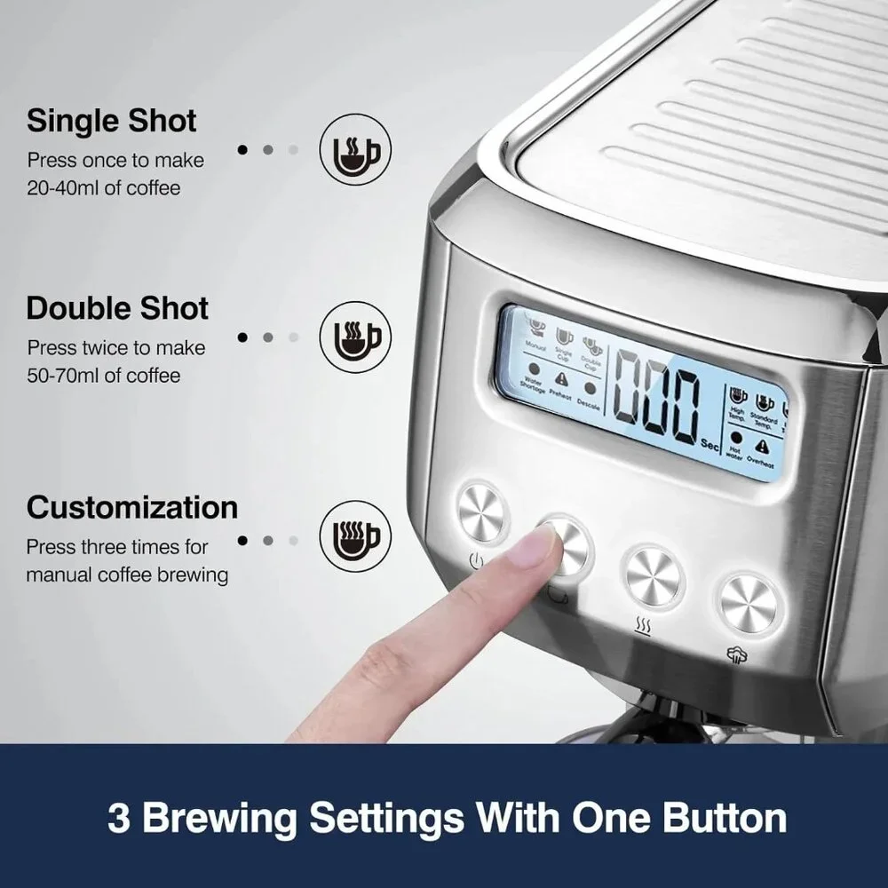 New in Box! Espresso Machine - 20bar, Milk Frother, LCD Control Panel, Adj. Temp - Picture 6 of 16